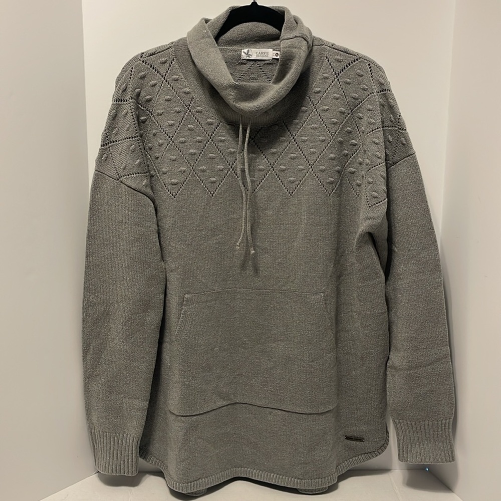 Carve Designs Sweater Women’s Size XL Grey Pullover Cowl Neck Cozy Warm Pocket - Picture 1 of 11